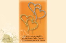 Strasszos beszúró arany dupla szív