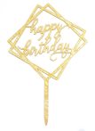 Tortadísz Happy Birthday szögletes - arany