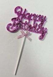 Tortadísz Happy Birthday - metál pink