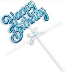 Tortadísz Happy Birthday - metál kék