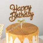 Tortadísz Happy Birthday - arany