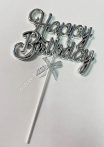 Tortadísz Happy Birthday - ezüst
