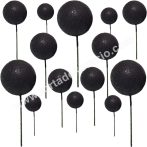 Tortadísz gömb beszúró 20 db/cs, csillámos fekete