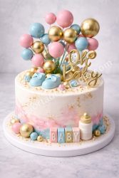 Tortadísz gömb beszúró 36 db/cs világoskék/rózsaszín/arany