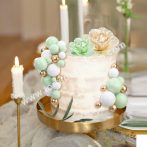 Tortadísz gömb beszúró 36 db/cs zöld/fehér/arany