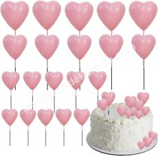 Tortadísz szív beszúró 20 db/cs, rózsaszín
