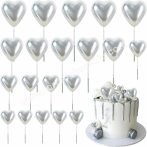 Tortadísz szív beszúró 20 db/cs, ezüst