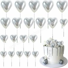 Tortadísz szív beszúró 20 db/cs, ezüst