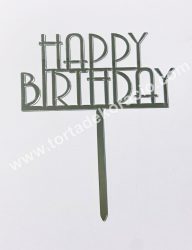 Happy Birthday beszúró - ezüst 3