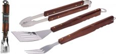 Grillkészlet rozsdamentes fa fogantyúval 3 darabos